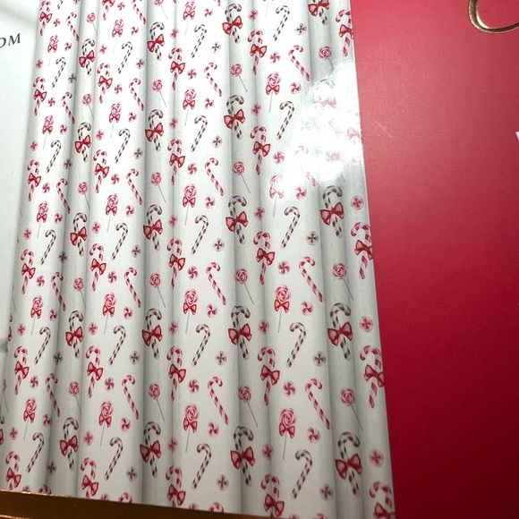 Christmas Candy Cane Bows Fabric Shower Curtain Pink Red Pinkmas Ribbons Sweets - Picture 6 of 9